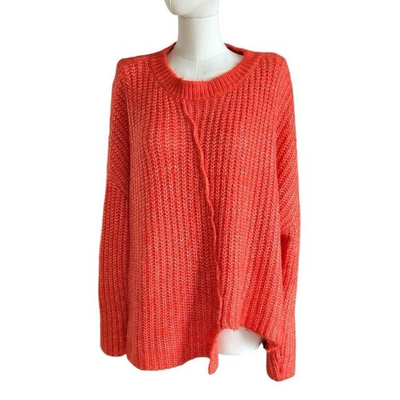 Zara Knit Oversized Relaxed Fit Round Neck Long Sleeve Pullover Sweater Sz L - Picture 1 of 11